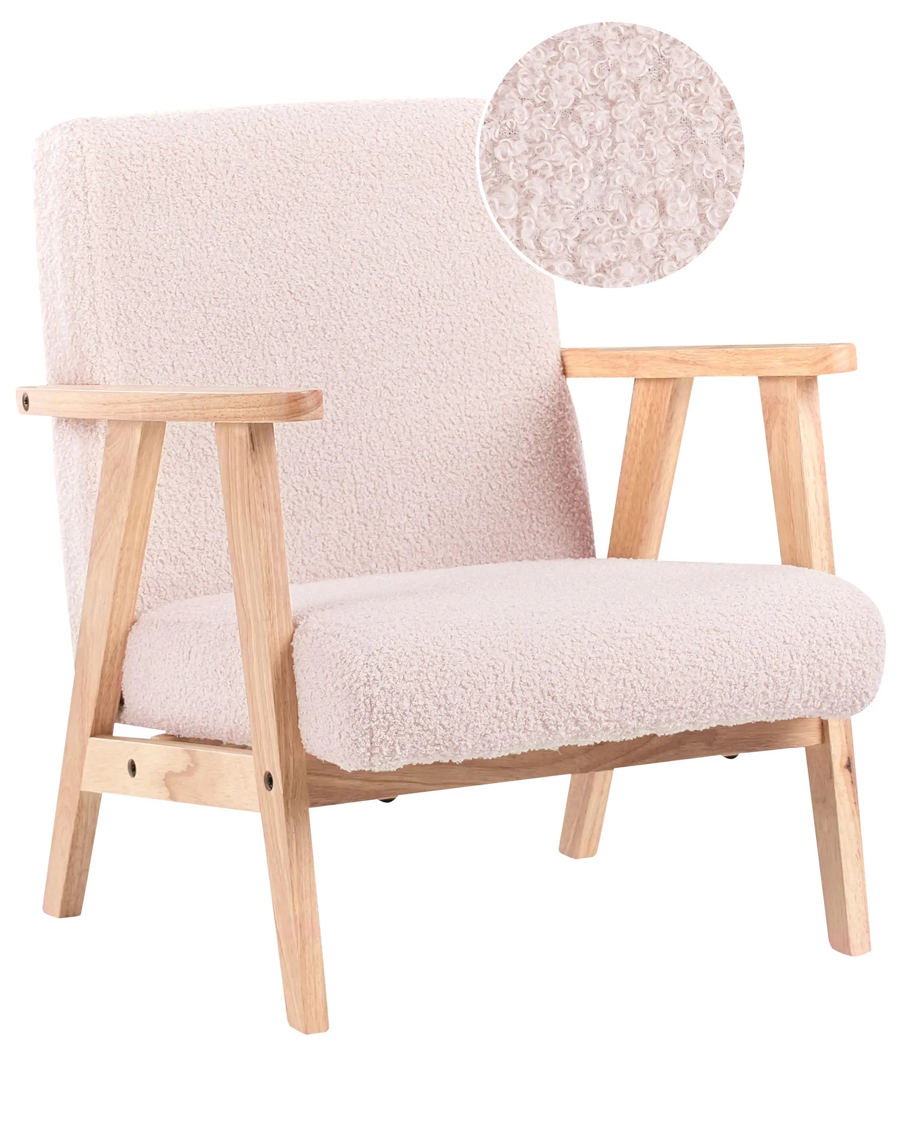 Kids Armchair LINDE Boucle Pastel Pink