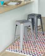 Set of 2 Bar Stools CABRILLO Metal Grey
