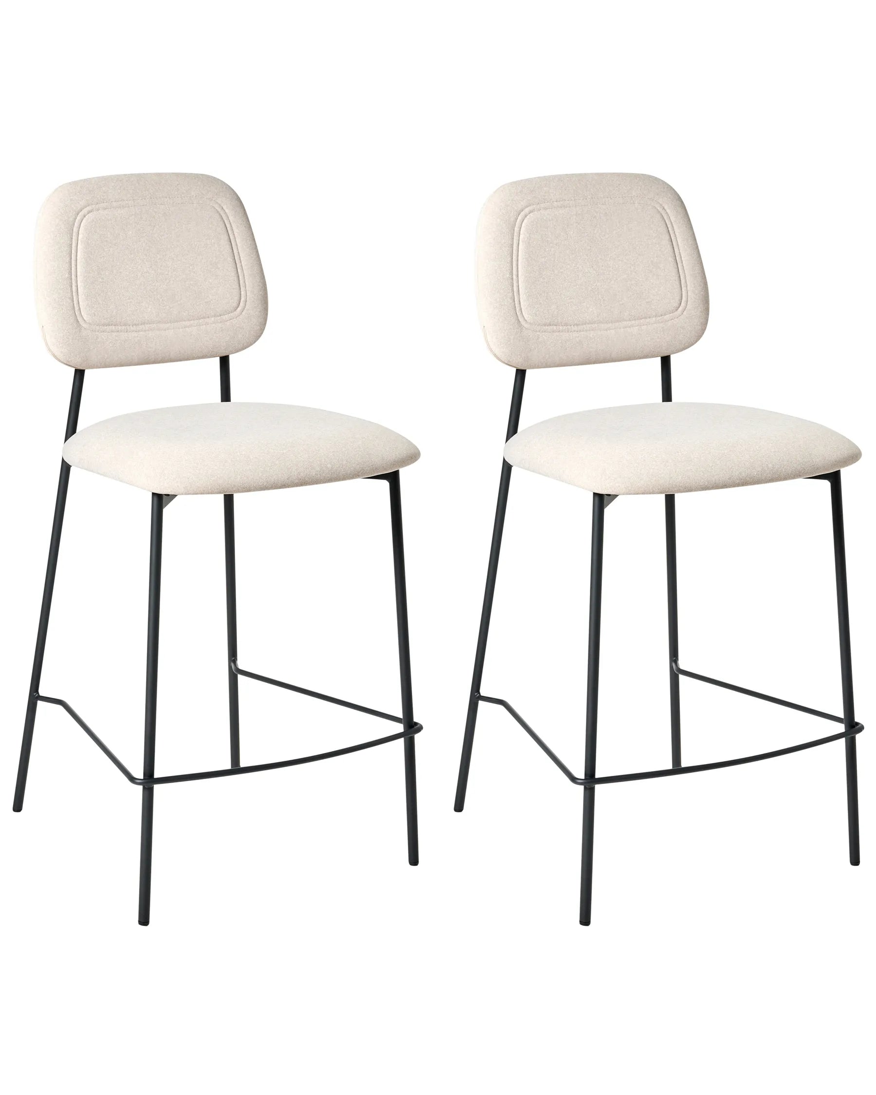 Set of 2 Bar Chairs DUETTE Velvet Light Beige