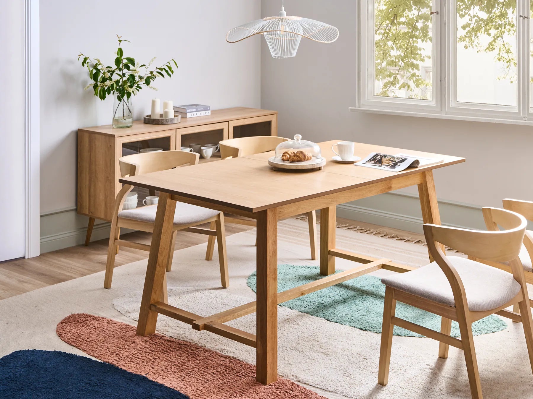 Extending Dining Table BARNES Light Ash Wood 160/200 cm 90 cm