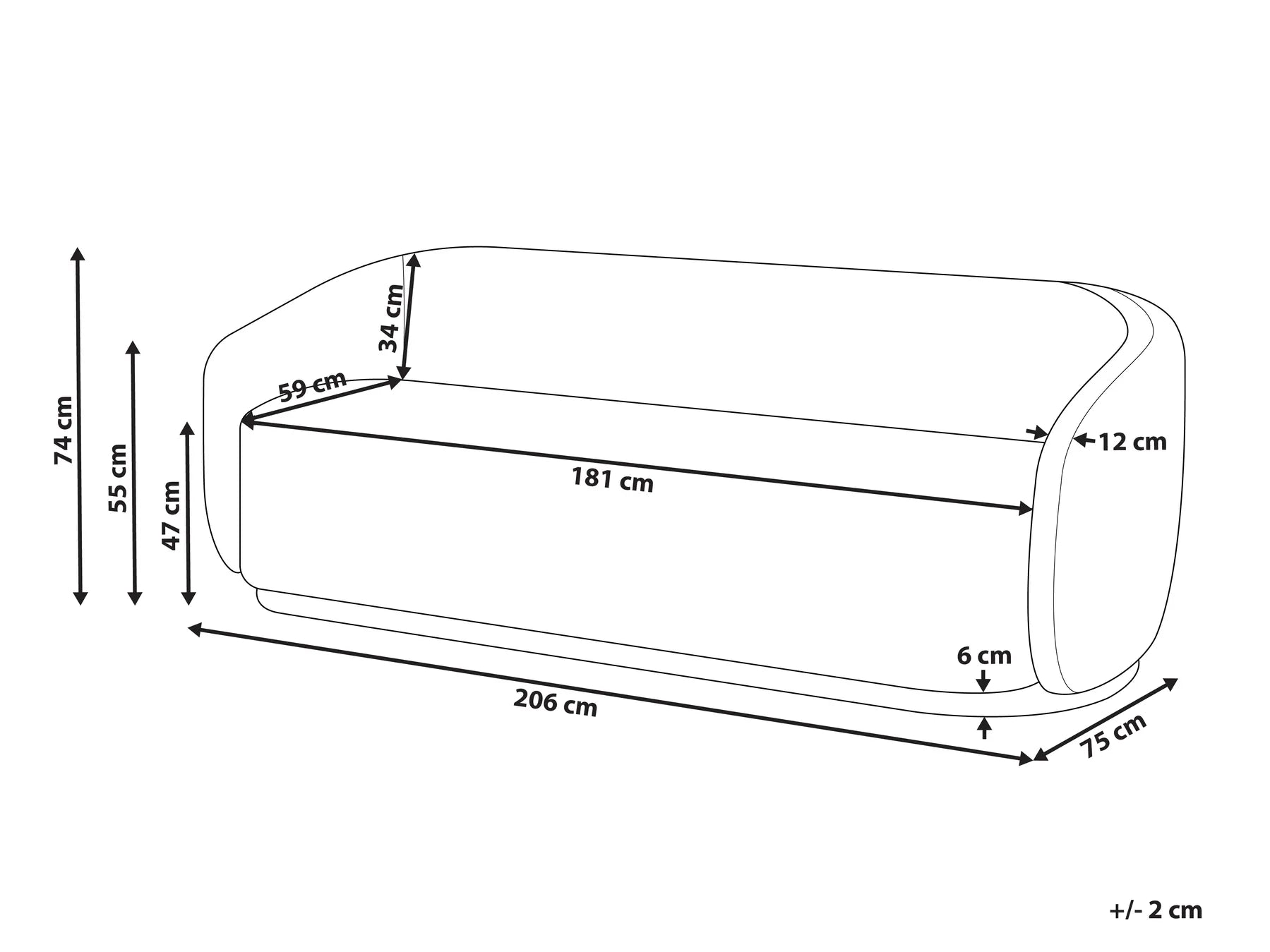 Sofa 2 Seater SIPO Boucle Beige