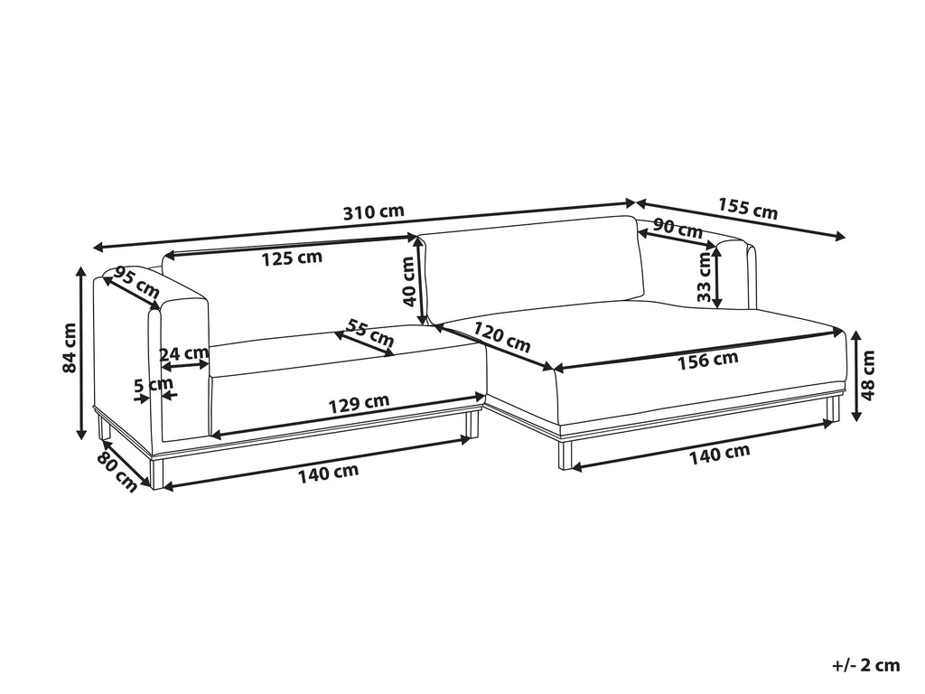 Corner Sofa 4 Seater VENG Fabric Light Beige Left Hand