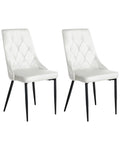 Set of 2 Dining Chairs AVENIR Velvet Off-White