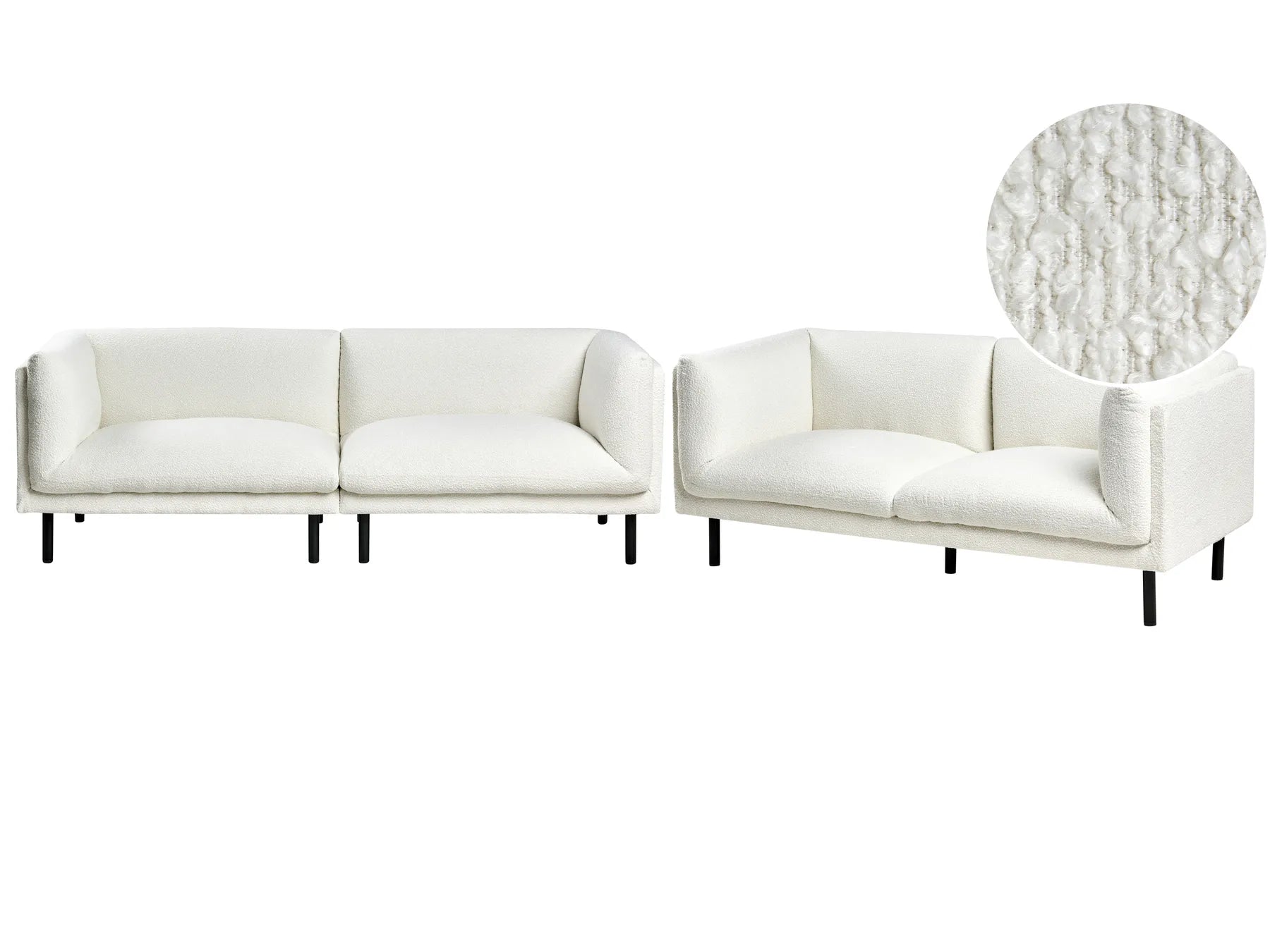Living Room Set 5 Seater VORGOD Boucle Off-White