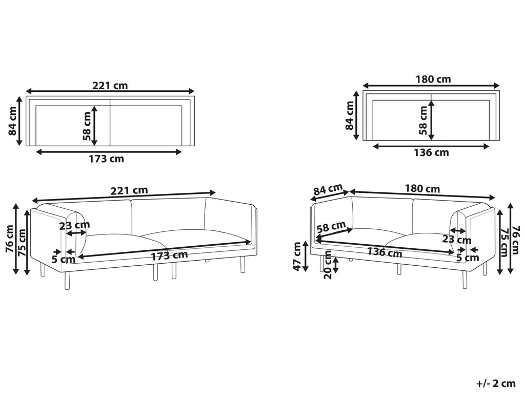 Living Room Set 5 Seater VORGOD Boucle Off-White