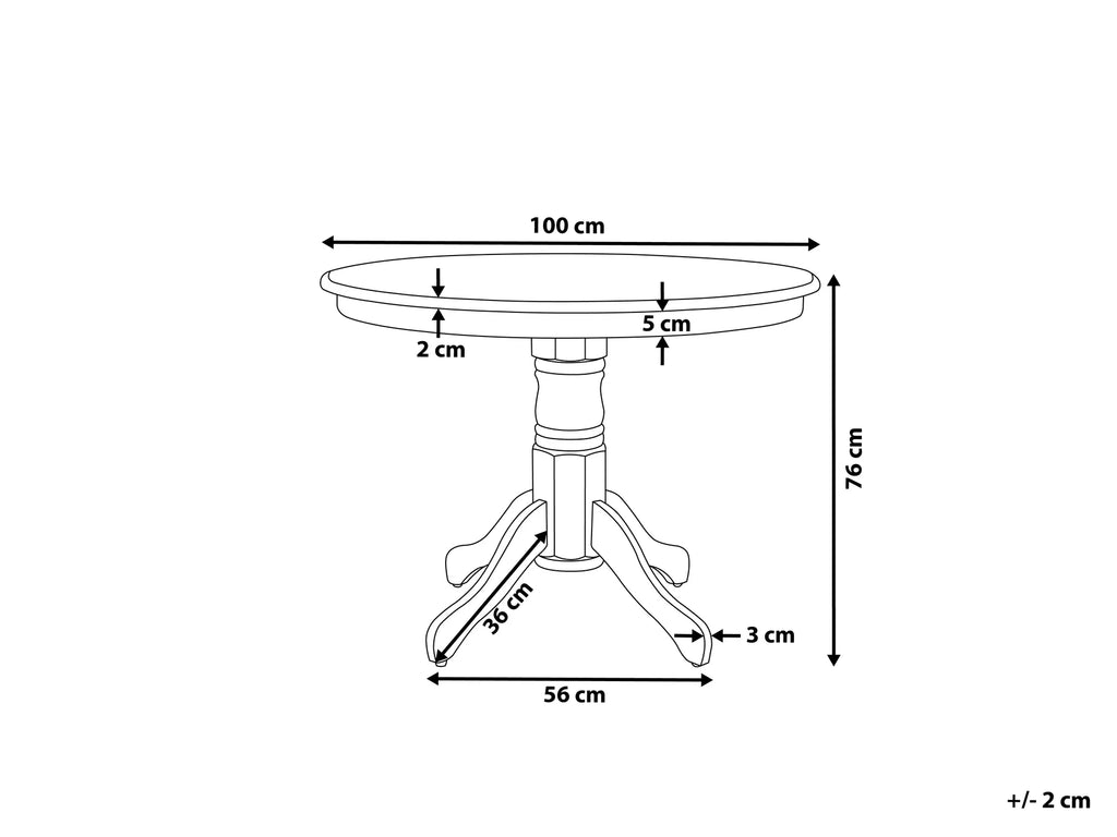 Dining Table Brown Ash Wood 100 cm 100 cm Wood