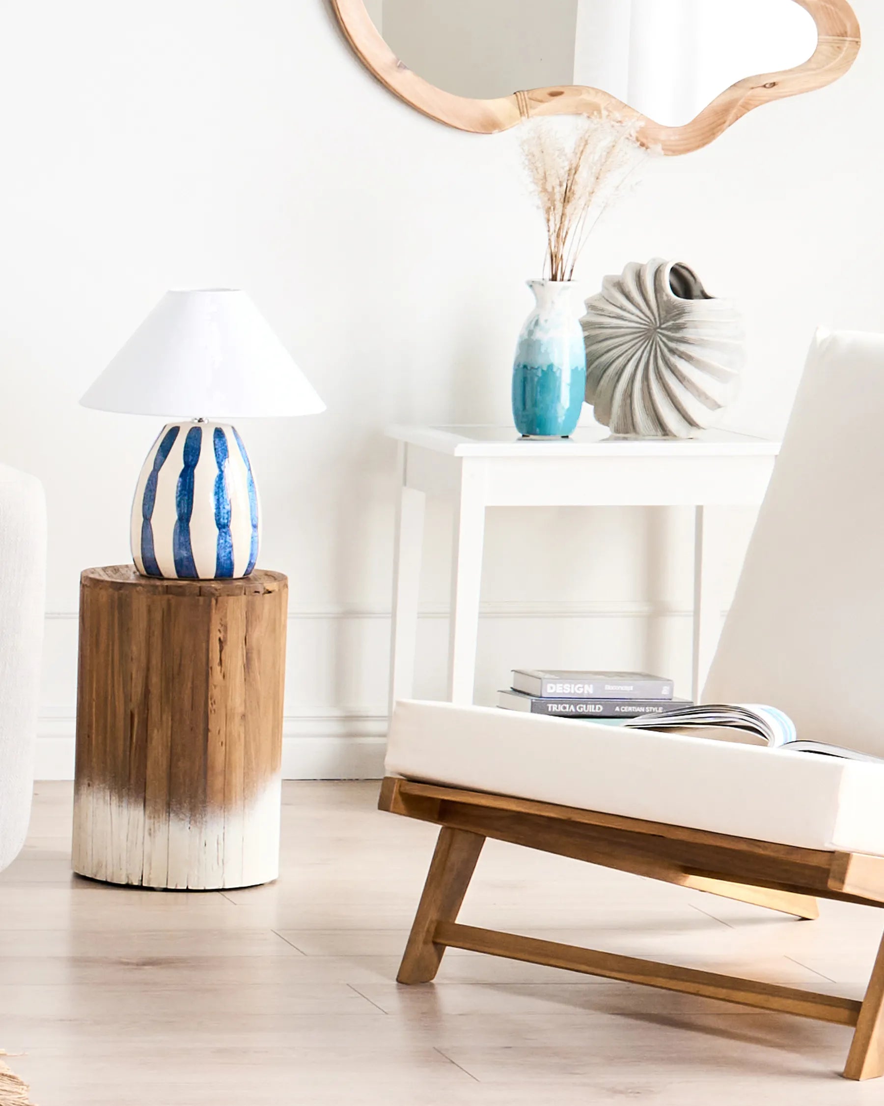 Side Table MOVAS Teak Wood Brown/ White
