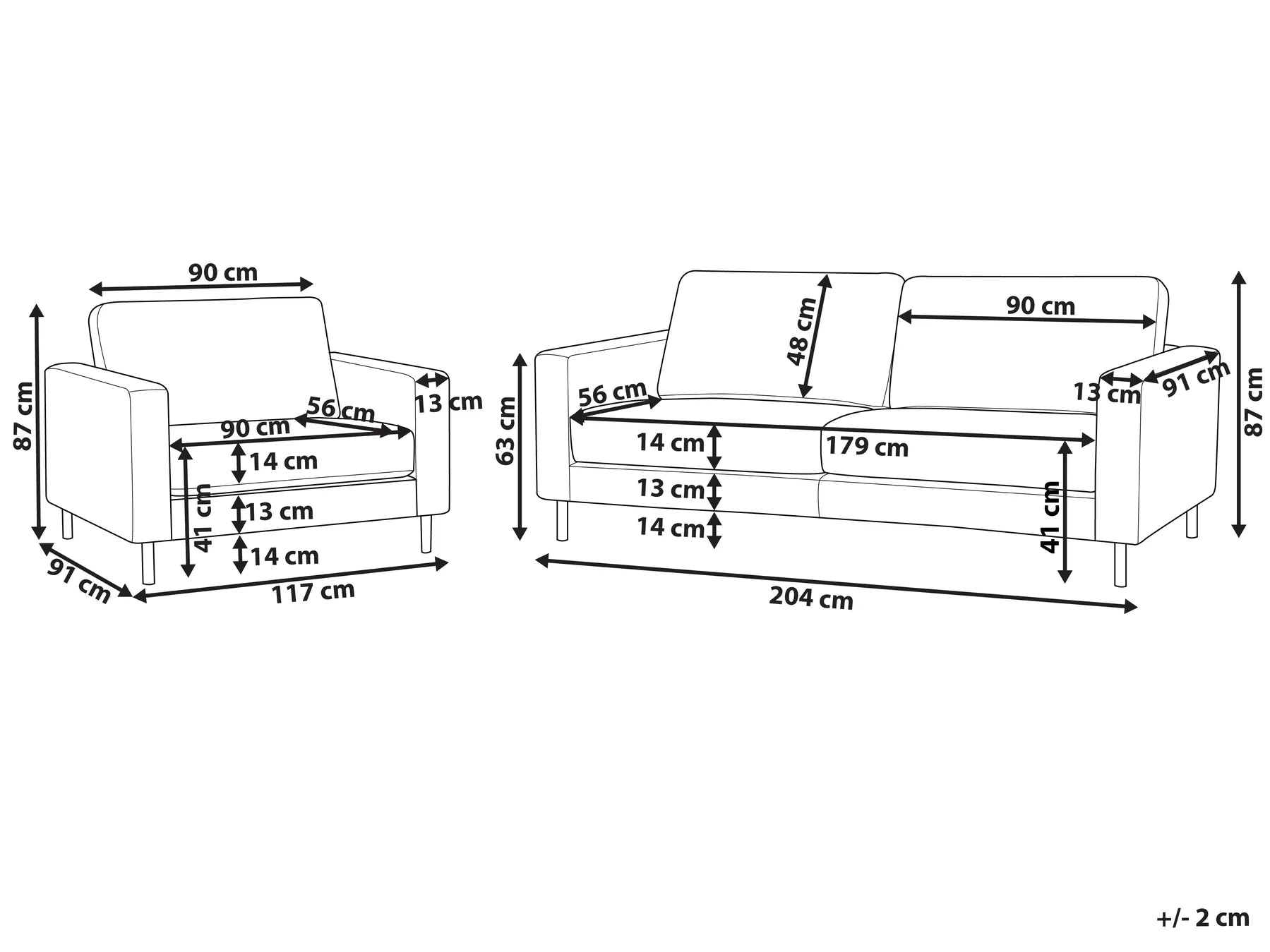 Living Room Set 4 Seater SAVALEN Fabric Light Grey