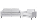 Living Room Set 4 Seater SAVALEN Fabric Light Grey