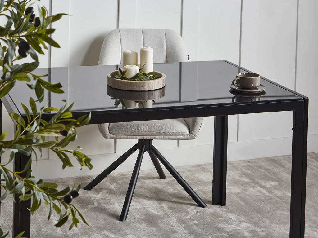 Dining Table Black 80 cm 120 cm Tempered Glass