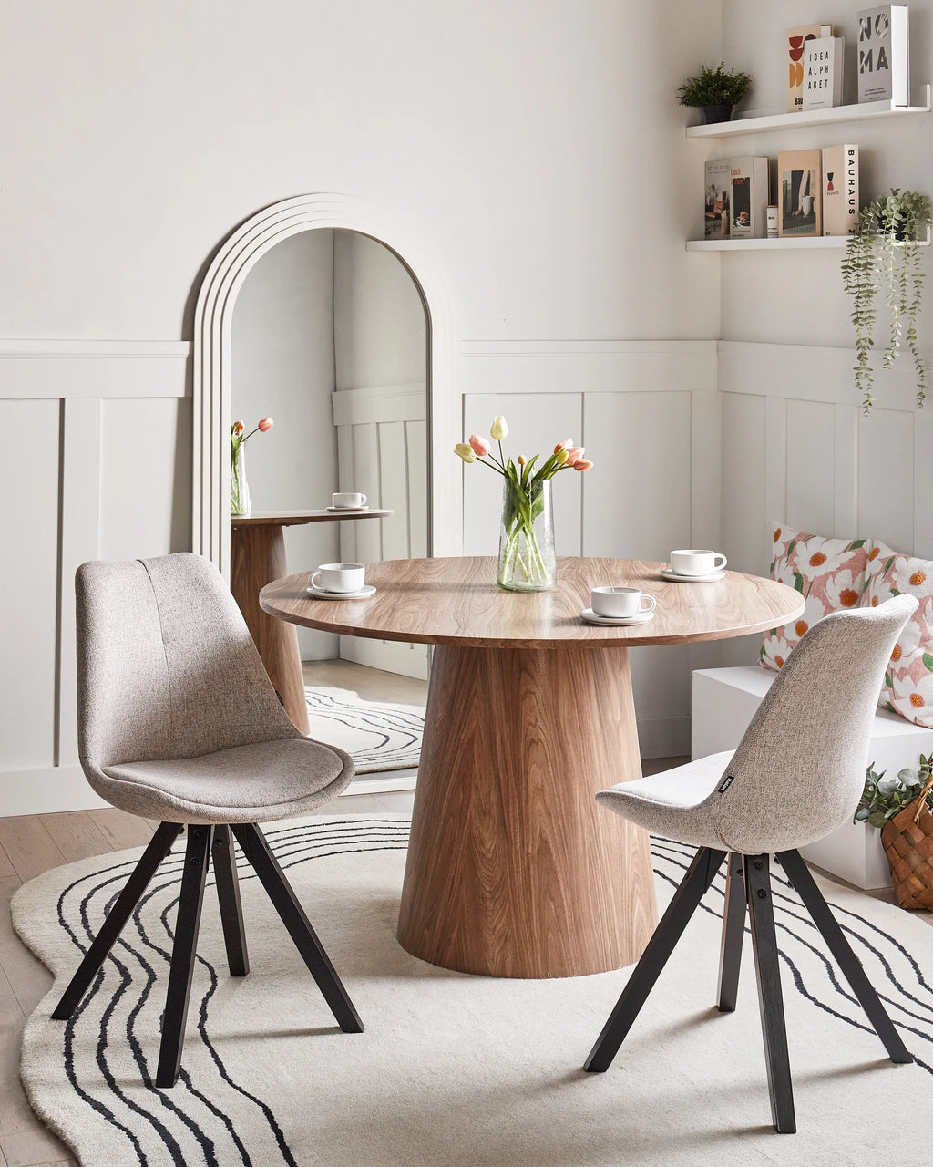 Set of 2 Dining Chairs Fabric Light Brown