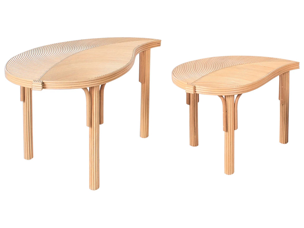 Set of 2 Coffee Tables PARALIA Rattan Natural