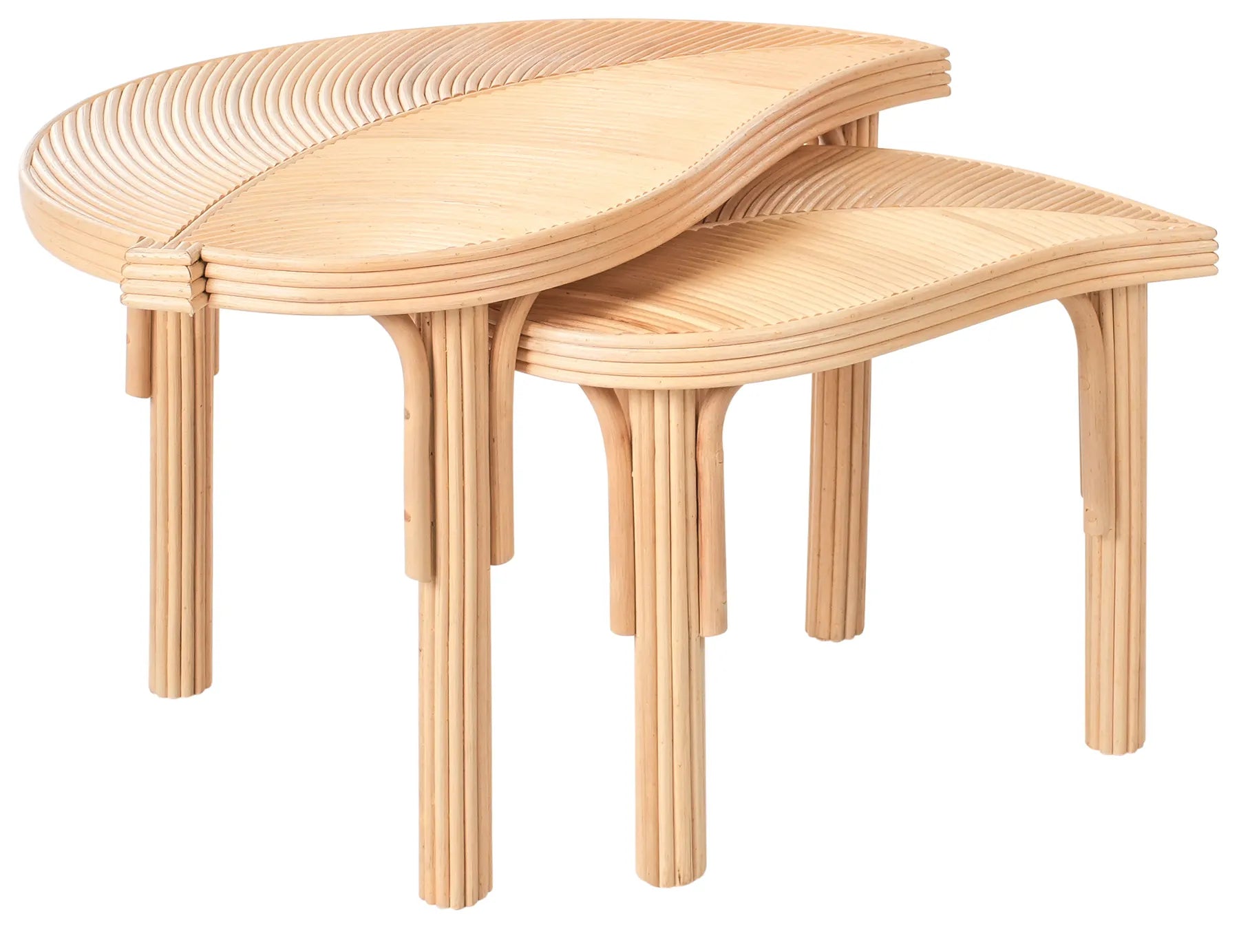 Set of 2 Coffee Tables PARALIA Rattan Natural