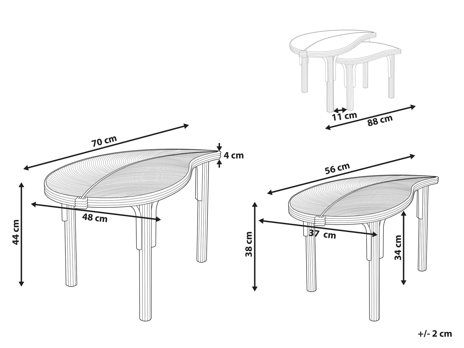 Set of 2 Coffee Tables PARALIA Rattan Natural